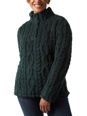 32 Degrees Cable Sherpa Pullover Green Medium